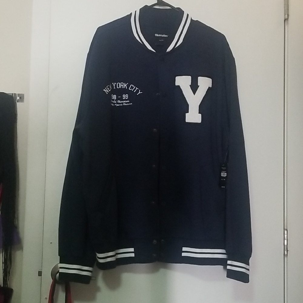 Blue Varsity Jacket with White Lettering